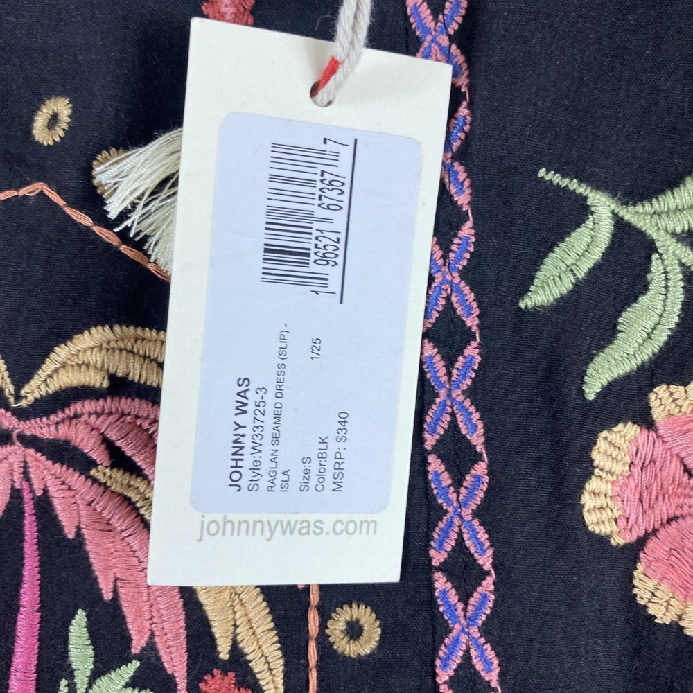 NWT Johnny Was Mini Dress Sz S Black Embroidered Floral Boho Gauzy MSRP $340 - Picture 6 of 16